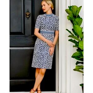 JMcLaughlin- Kyrie Dress in Navy Cheetah Geo - Sz 4